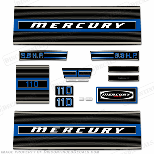 Mercury 1975 9.8HP Outboard Engine Decals INCR10Aug2021