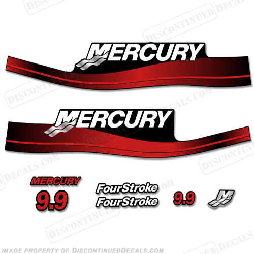 Mercury 9.9hp Outboard Decal Kit Blue or Red 9.9 1999-2006 All Models Available
