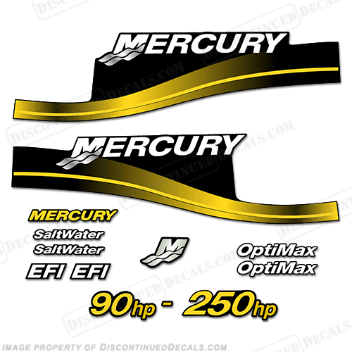 Mercury 90hp - 250hp Decals - Custom Color Yellow INCR10Aug2021