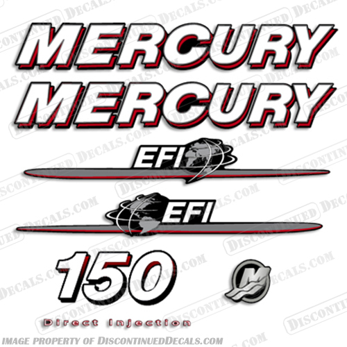 Mercury 150hp EFI Decal Kit  mercury, decals, efi, 150, 2007, 2008, boat, decal, outboard, kit, stickers, set, engine, motor