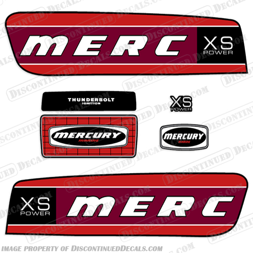 Mercury 2.5 Alien Cowl Retro XS Power Decals - Red merucyr, retro, xs, 2.5, alien, decals, decal, cowl, stickers, red, mercury, outboard, engine, motor, thunderbolt, merc, 