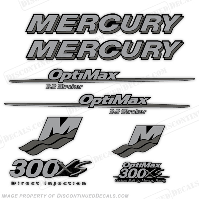 Mercury Custom 300xs Decal Kit - Metallic Silver 300, 300-xs, 300 xs, xs, INCR10Aug2021