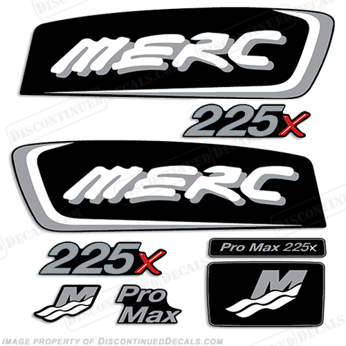 Mercury 225x ProMax Decals - Silver/White pro. max, pro max, pro-max, INCR10Aug2021