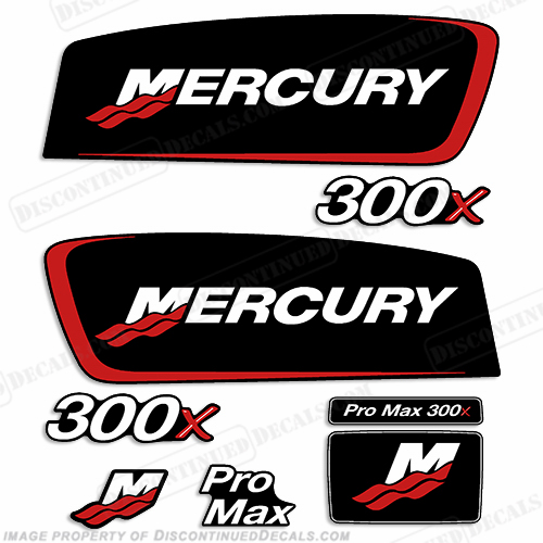 Mercury 300x ProMax Decals - Red pro. max, pro max, pro-max, INCR10Aug2021
