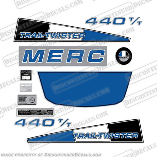 Mercury 440 Trail Twister Decal Kit - Blue  1975, mercury, decals, trail, twister, 440, tt, merc, snowmobile, 1975, stickers, decal