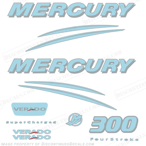 Mercury Verado 300hp Decal Kit - Powder Blue/Silver INCR10Aug2021