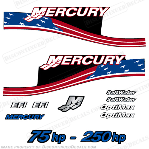 Mercury Outboard Decal Sticker Kit 250 HP Red 