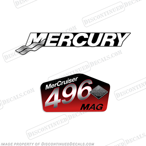 Mercruiser 496 MAG Decal  496, mag, magnum, mercury, mer, cruiser, inboard, motor, engine, sticker, decal, mercruiser, INCR10Aug2021