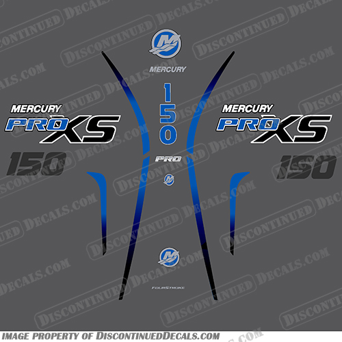 Mercury 150 PROXS New 2018 and up - Blue mercury, 150, proxs, pro, xs, new, 2018, 2019, 2020, 2021, 2022, blue, black, outboard, decals, stickers, engine, boat, 