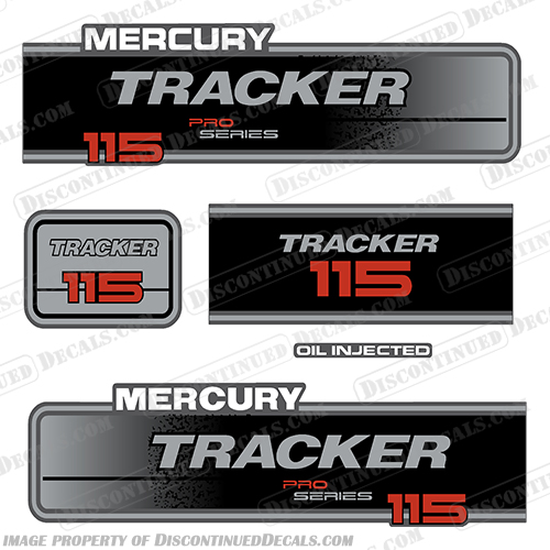 Mercury Tracker 115hp Pro Series Engine Decal kit 1994 1995 1996 1997 1998 mercury ,decals ,tracker ,115 ,hp ,pro ,series ,oil ,injected