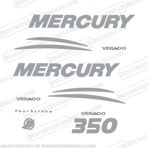 Mercury Verado 350hp Decal Kit - Chrome/Silver 300, 300 hp, fourstroke, four-stroke, 4 stroke, V 8, V-8, 2009, 2011, 2012, 2013, 2014, 2015, 2016, 2017, 2018, mercury, verado, 350, 350hp, outboard, engine, motor, decal, kit, sticker, set, INCR10Aug2021