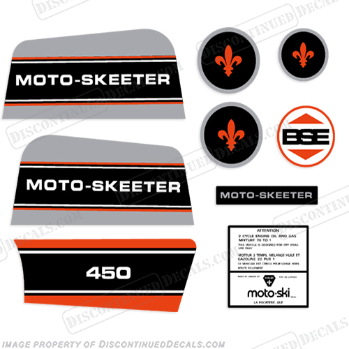MotoSki Moto-Skeeter 450 Mini Bike Decal Kit (1970s) moto skeeter, moto, skeeter, 71, 72, INCR10Aug2021
