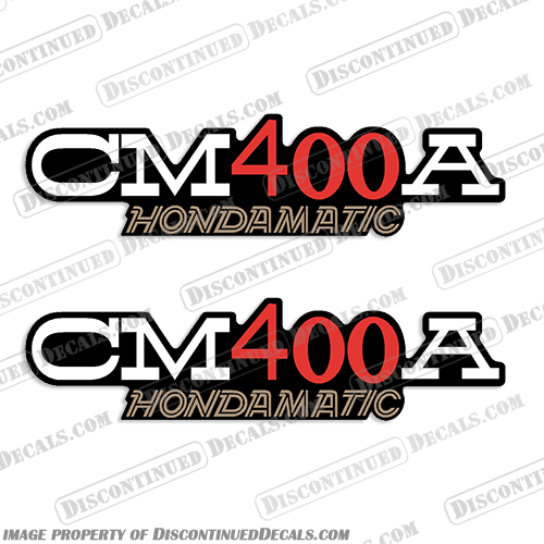  Honda CM400A Hondamatic Side Cowl Decals RED (Set of 2) - 1979 1980 1981 honda, decals, sl100, motorcycle, gas, tank, stickers, 1972, 1979, 1980, 1981, 1982, CM400A, CM, 400, 400A, Hondamatic, Side, Cowl, Side Cowl, Cowls, red,