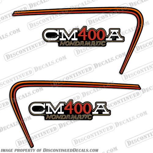 Honda CM400A Hondamatic FULL Side Cowl Decals RED (Set of 2) - 1979 1980 1981 honda, decals, sl100, motorcycle, gas, tank, stickers, 1972, 1979, 1980, 1981, 1982, CM400A, CM, 400, 400A, Hondamatic, Side, Cowl, Side Cowl, Cowls, red, full,