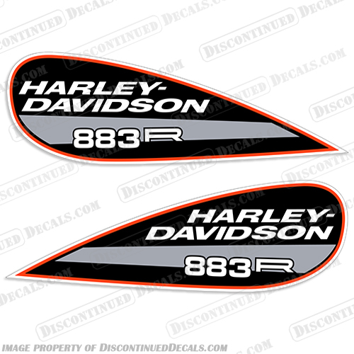 Harley Davidson 883R Screaming Eagle Fuel Gas Tank Decals (Set of 2) harley, harley davidson, harleydavidson, 883R, Screaming, Eagle, red, gold, gas, tank, fuel, fswg, fat, boy, wing,