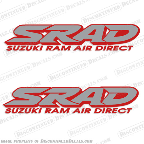 Suzuki SRAD Motorcycle Decals (Set of 2) - 2 Color! suzuki, srad, any, color, set, of ,2, motorcycle, motor, cycle, decals, decal, stickers, bike, street, offroad, off, road, red, silver, 