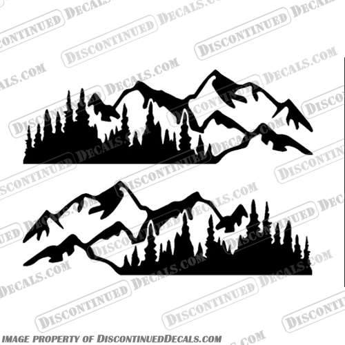 Generic Mountain Scene RV Decals - (Set of 2) Any Color! - Style 3