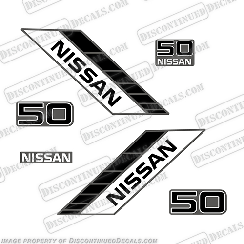 Nissan 50hp Decal Kit - 1990s  nissan, 50, 1990, 50hp, outboard, decal, sticker, kit, set, 50, hp, INCR10Aug2021