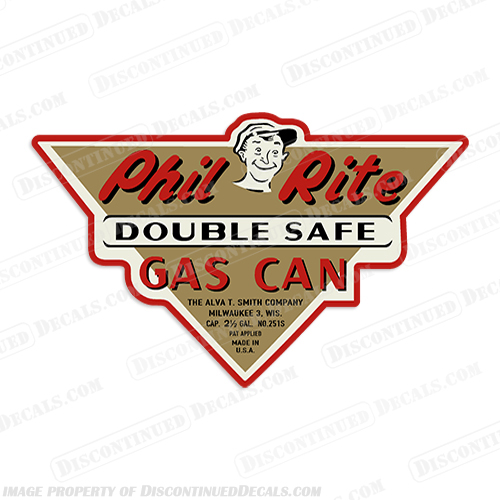 Phil Rite Double Safe Gas Tank Decal phil, rite, decal, gas, can, tank, 2.5, gallon, double, safe, sticker, gal