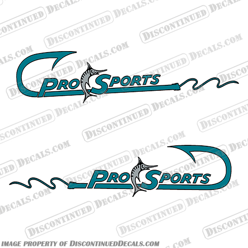 Pro Sports with Hook Boat Logo Decals (Set of 2) - Any Color! Prosport, prosports, pro, sport, sports, Decal, Decals, Kit, Any Color, Custom Color,