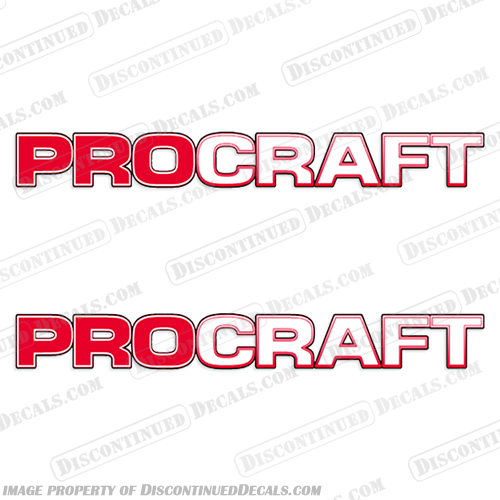 Pro Craft Logo Decals (Red) procraft, pro-craft, boat, logo, decal, decals, stickers, set, of, 2, red, pro, craft, 