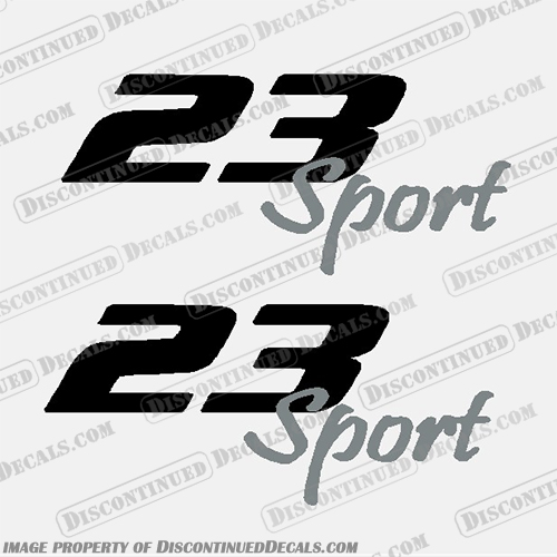 Pro-Line 23 Sport Boat Decals Black / Grey - Set of 2 proline, pro, line, pro-line, boats, 23, sport, boat, cabin, lettering, decal, sticker, kit, set, decals, of, 2, black, grey, gray,