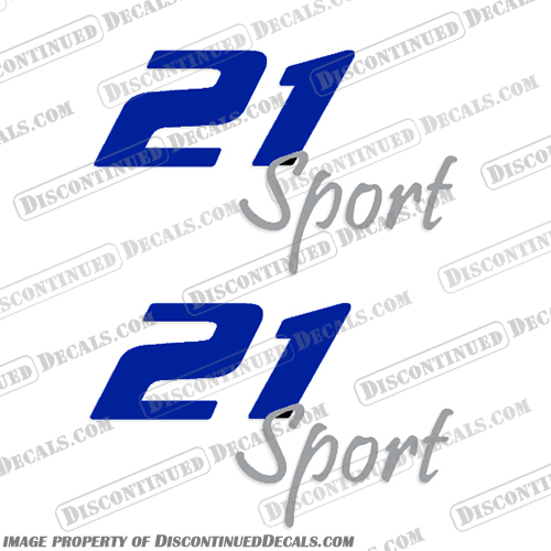 Pro-Line 21 Sport Boat Decals Sapphire Blue / Grey - Set of 2 proline, pro, line, pro-line, boats, 21, sport, boat, cabin, lettering, decal, sticker, kit, set, decals, of, 2, sapphire, grey, gray,