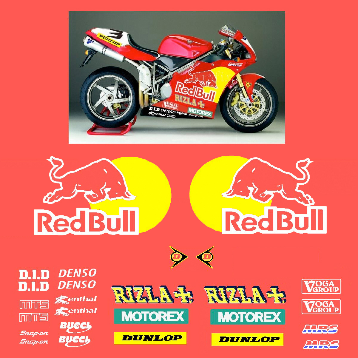 Ducati BSB Redbull Rizla Replica Decals INCR10Aug2021