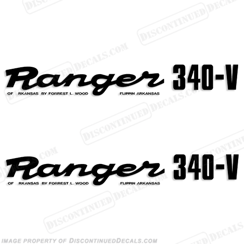 Ranger 340-V Early 1980s Decals (Set of 2) - Any Color! ranger 340v, 340 v, 1980, 80, 81, 82, 83, 84, 85, 86, 87, 88, 89, boat, decal, sticker, boats, 80s, INCR10Aug2021