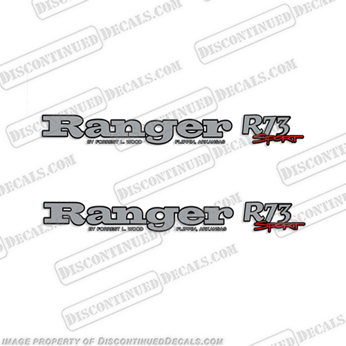 Ranger R73 Sport Decals (Set of 2)   ranger, r, 71, 73, 93, 83, 91, r, r71, boat, logo, marking, tag, model, sport, decals, decal, sticker, stickers, kit, set, INCR10Aug2021
