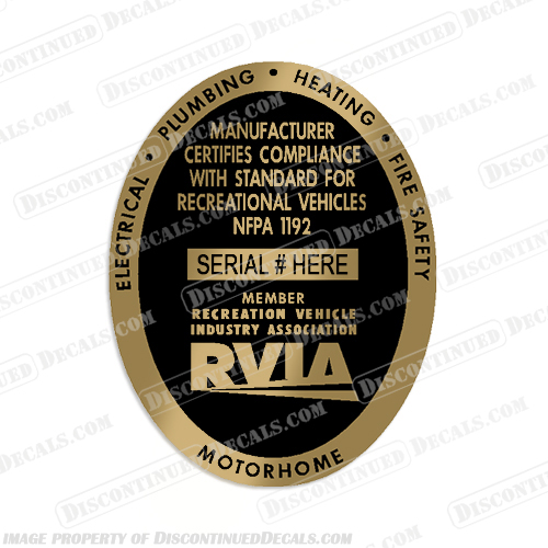 RVIA member recreation vehicle motorhome label gold RV Decal rv, decals, streamline, imperial, crest, vintage, camper, travel, trailer