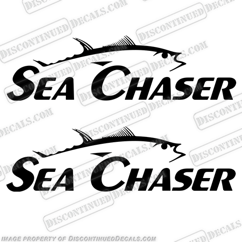 Sea Chaser by Carolina Skiff Boat Decals - Any Color! - Set of 2  - Style 2 sea, chaser, seachaser, carolina, skiff, boat, logo, decal, sticker, INCR10Aug2021
