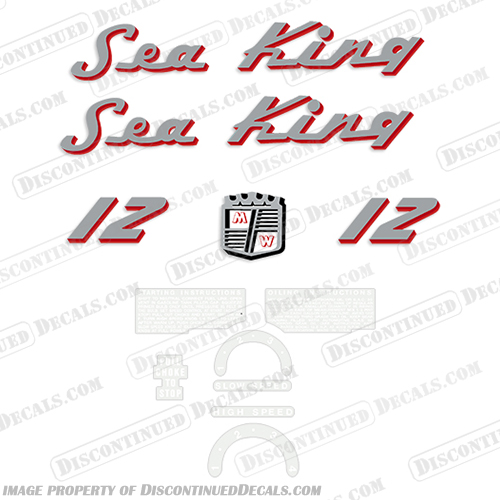 Sea King 12HP Decal - 1957 sea, king, 12, hp, 12hp, decals, sticker, set, boat, negine, motor, decal, vintage, 1957, 