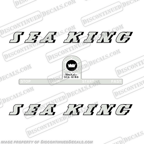 Sea King Vintage 1947-1952 5HP Decals - Black / White sea, king, decals,5, hp, 1947, vintage, outboard, motor, stickers, seaking, 1945, 1946, 1947, 1948, 1949, 1950, 1951, 1952