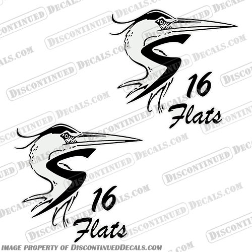Shoalwater 16 Flats Boat Decals - (Set of 2) Shoalwater, 16, Flat, Flats, Boat, Decal, Decals, Set of 2, Set, of, 2, two, Set of Two