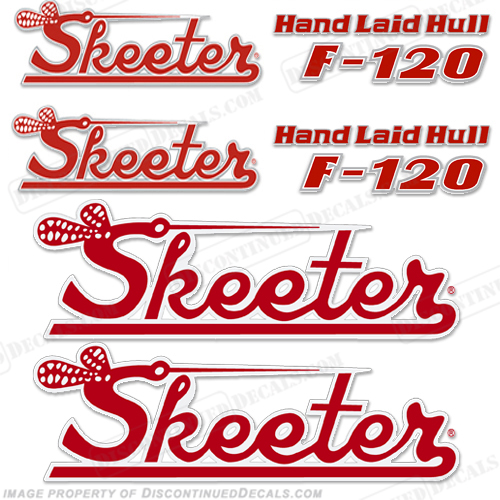 Skeeter F-120  Decal Package - Red/White/Silver INCR10Aug2021