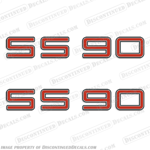 Skeeter SS90 Boat Logo Decals - Silver/Red/Black  - Set of 2 Decals  skeeter, boats, boat, logo, decal, sticker, kit, set, of, 2, silver, red, black, ss, 90, ss90, stickers, decals, 