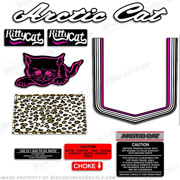 Arctic Cat "Kitty Cat" Decals 1976 - 1979 arctic, artic, cat, snow mobile, snowmobile, 1976, 1977, 1978, 1979, decal, decals, sticker, stickers, kit