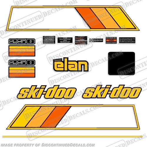 Ski-Doo Elan 250 DL Snowmobile Decal Kit  snowmobile, decals, elan, 250, dl, 1979, stickers, decal, sticker, kit, set