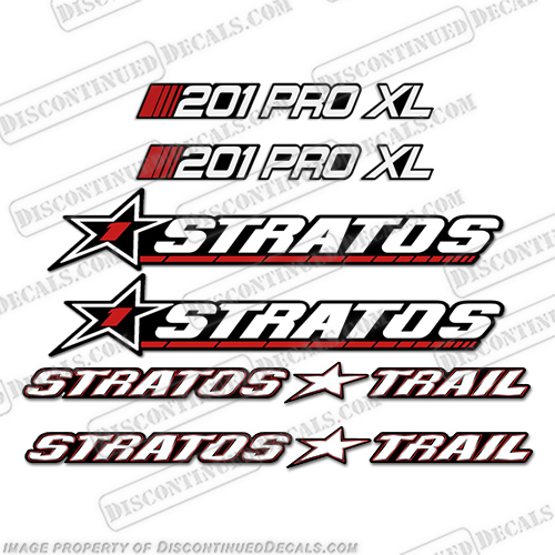 Stratos Boats 201 Pro XL Decal Package- Older Style stratos,boat,decal,package,201,pro,xl,older,style