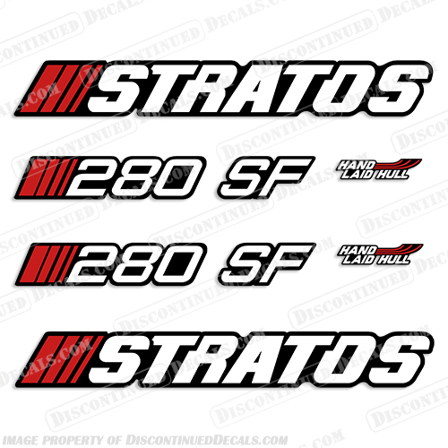 Stratos Boats " 280 SF " Boat Decal Kit with Hand Laid Hull Decals stratos, boats, fs, sf,  280, decal, decals, sticker, set, kit, boat, engine, cover, hand, laid, hull, 268fs, 