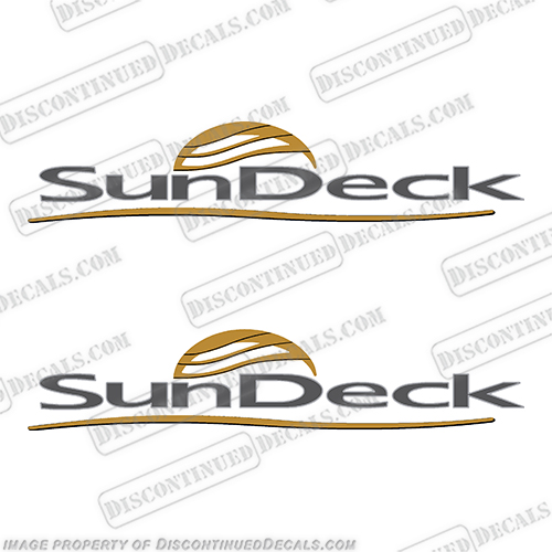 Sundeck Boat Logo Decal (set of 2)  sea, ray, sun, deck, sundeck, edge, water, color, sea, vee, seevee, seavee, boat, hull, lettering, logo, decal, sticker, kit, set