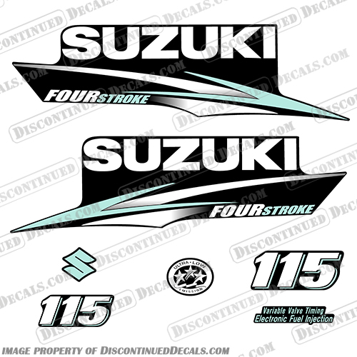 Suzuki 115hp FourStroke Decals 2010+ (Sea Foam) Suzuki, 115, 115hp, hp, horsepower, four, stroke, 4 stroke, 4, decal, decals, 2010, 2010+, Sea, Form, Seaform,