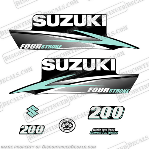 Suzuki 200hp FourStroke Decals (Sea Foam) 2010+ 200 hp, 200, four stroke, four, stroke, INCR10Aug2021