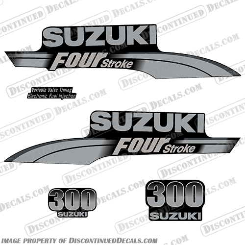 Suzuki 300hp DF300 FourStroke Decal Kit - Custom Silver and Light Grey suzuki, df300, df, 300, 300hp, custom, blue, outboard, engine, motor, decal, sticker, kit, set, Custom, Silver, light, grey,