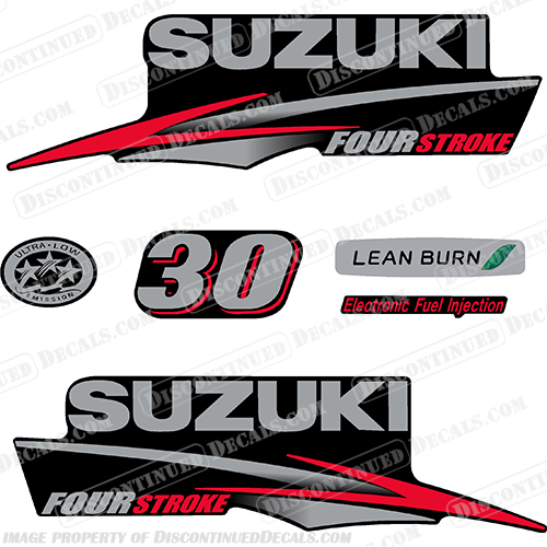 Suzuki 30hp DF30 Four Stroke Decal Kit 2010 +  suzuki, df, 30, 30hp, 2010, 2012, 2013, 2014, fourstroke, four, stroke, decals, boat, engine, motor, 