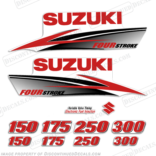Suzuki DF Fourstroke Decals (Custom Red) 2010+ INCR10Aug2021
