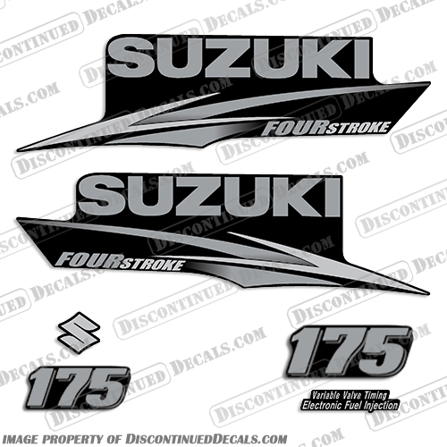 Suzuki 175hp Decal Kit - Custom Silver/Grey 175