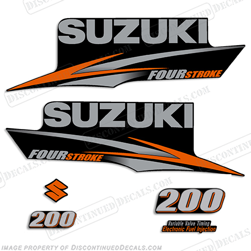 Suzuki 200hp FourStroke Decals - 2010+ (Orange) INCR10Aug2021