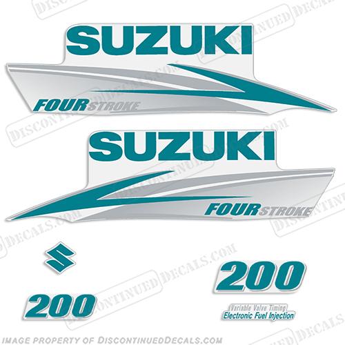 Suzuki 200hp FourStroke Decals (Teal/Silver) 2013+ INCR10Aug2021